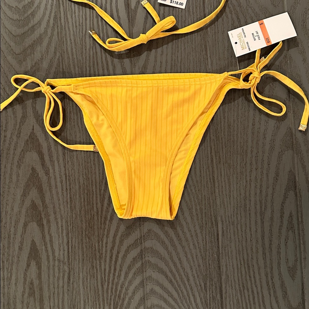 Michael Kors Yellow Ribbed String Bikini Set - Picture 8 of 12